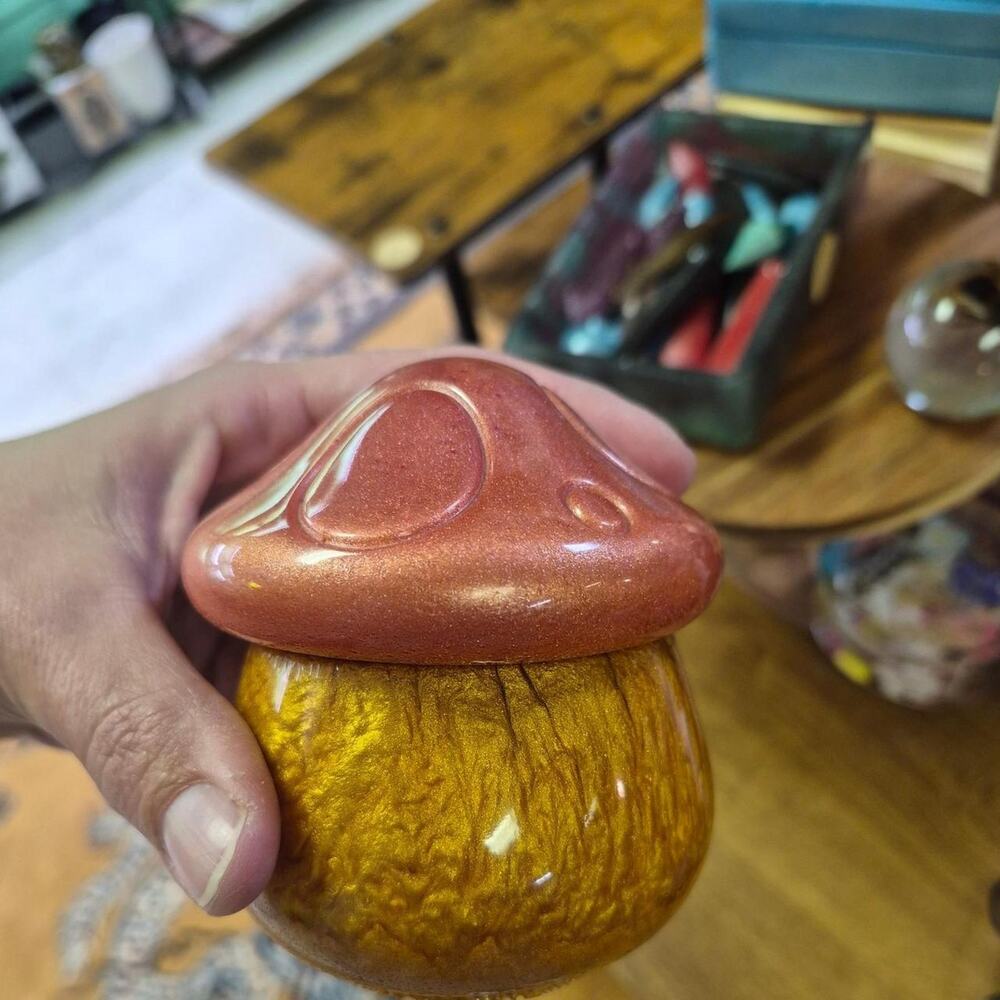 Handmade resin mushroom jar